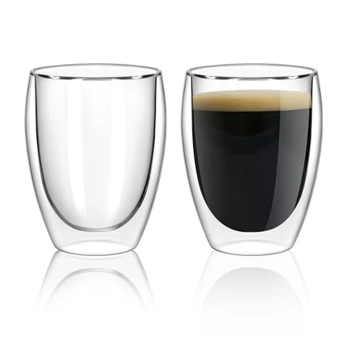 Fine Glass Coffee Mugs Set of 2 Safe