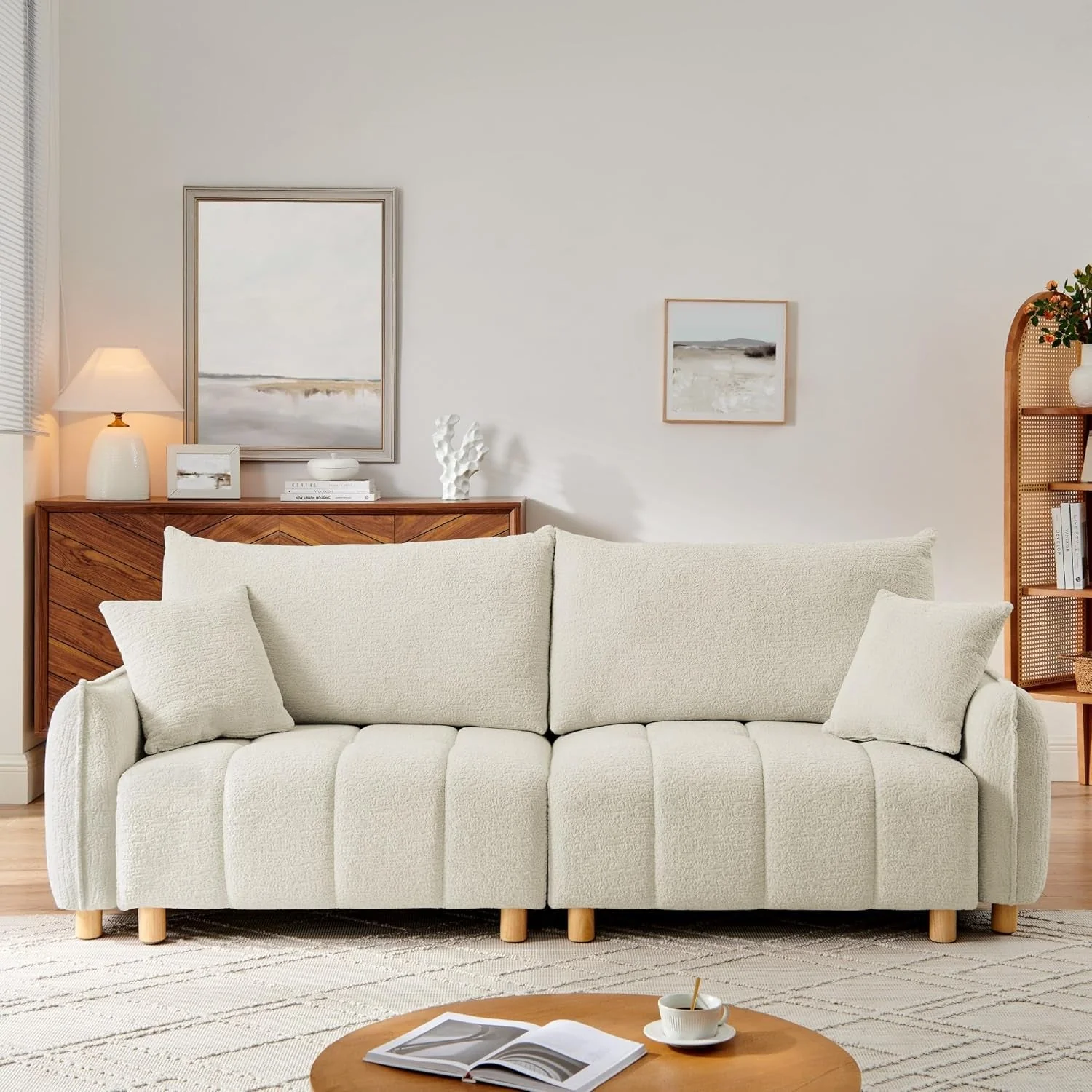 Official Cream Chenille Sleeper Sofa Bed With Expanded Storage Excellent