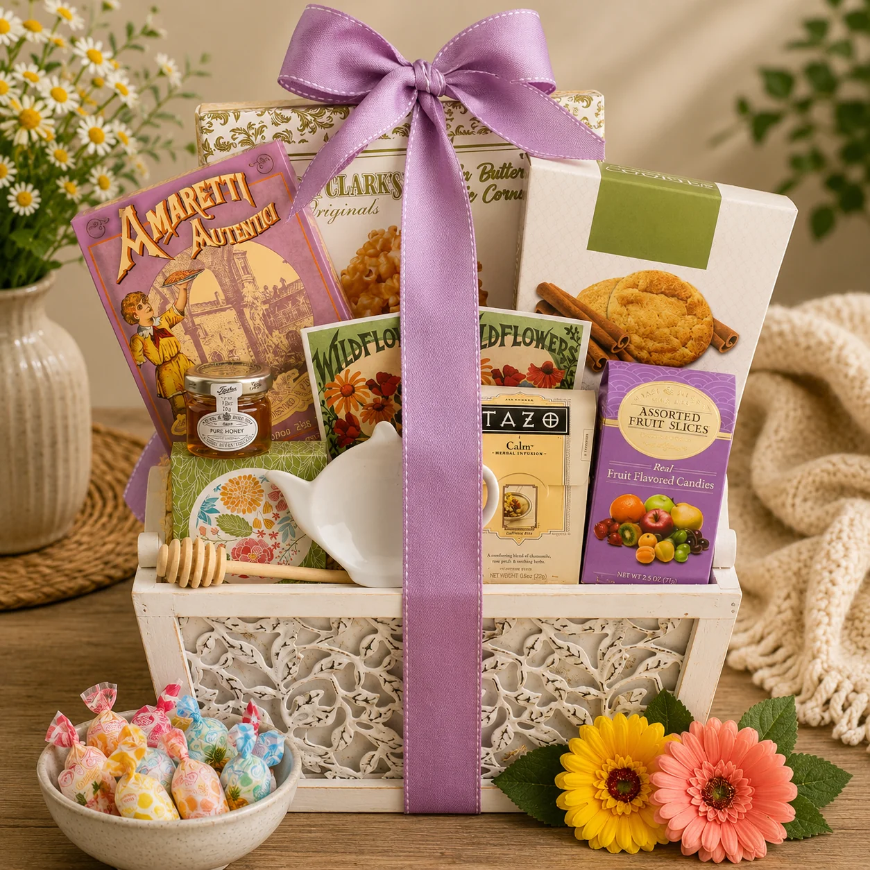 Safe Garden of Indulgence Gourmet Gift Basket with Tea Cookies Exceptional