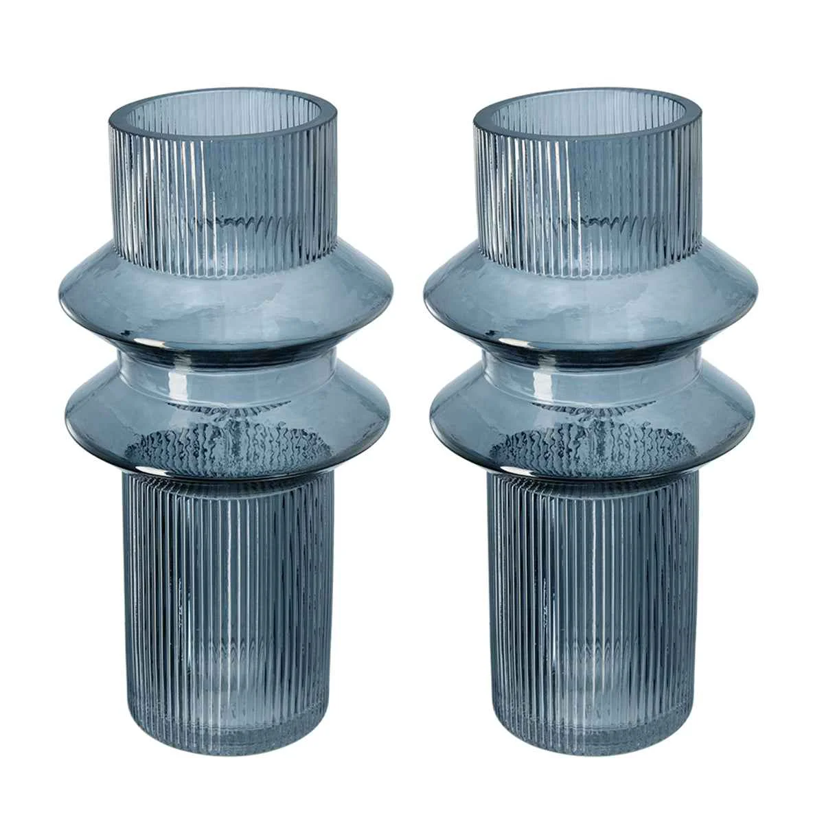 Trendy D5.9x11.8'H Fluted Accent Vases with Ribbed Design Set of 2 Smart