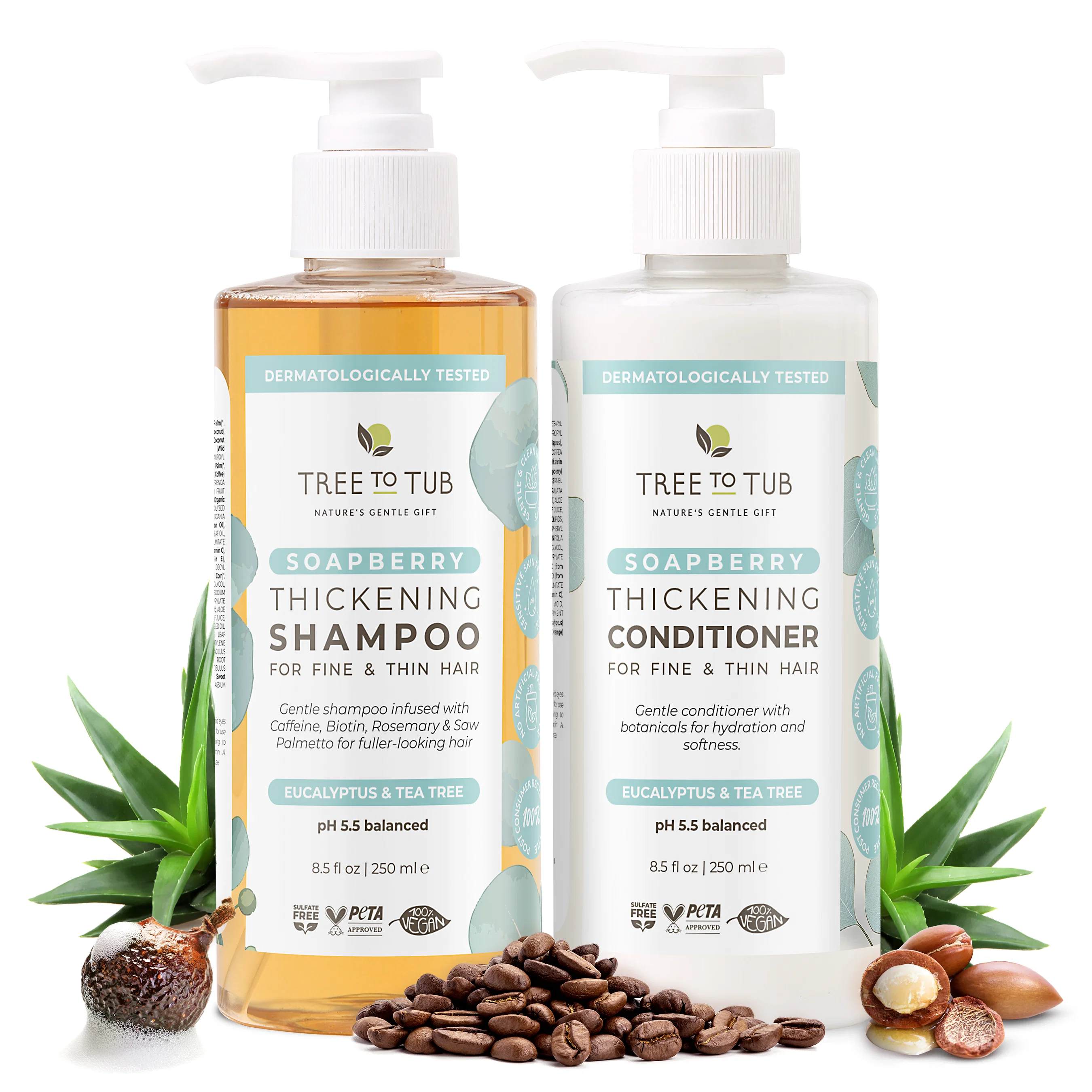 Minimalist Tree To Tub Thickening Caffeine Biotin Shampoo and Conditioner Set Fast