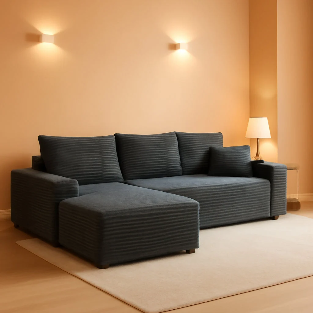 Optimized Grey Ninety FiveInch Upholstered Corduroy Sleeper Sofa Trusted