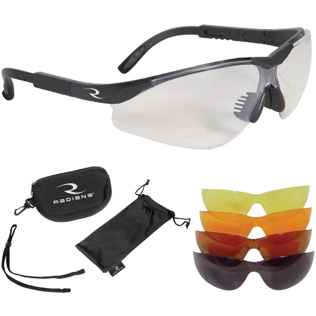 Specialty Radians T-85 Black Frame Shooting Glasses Kit with 5 Interchangeable Lenses Exclusive