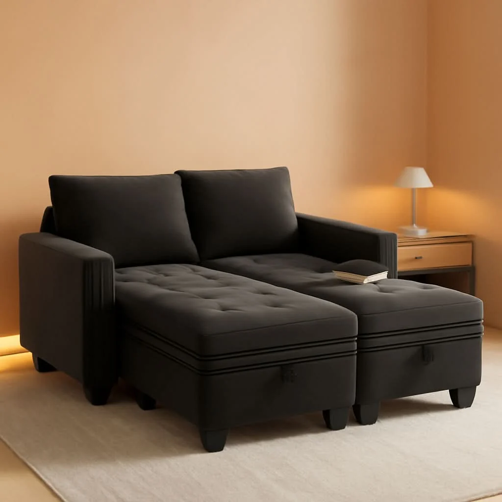 World-Class Grey Velvet Modular Sectional Sofa With Storage And Sleeper Safe
