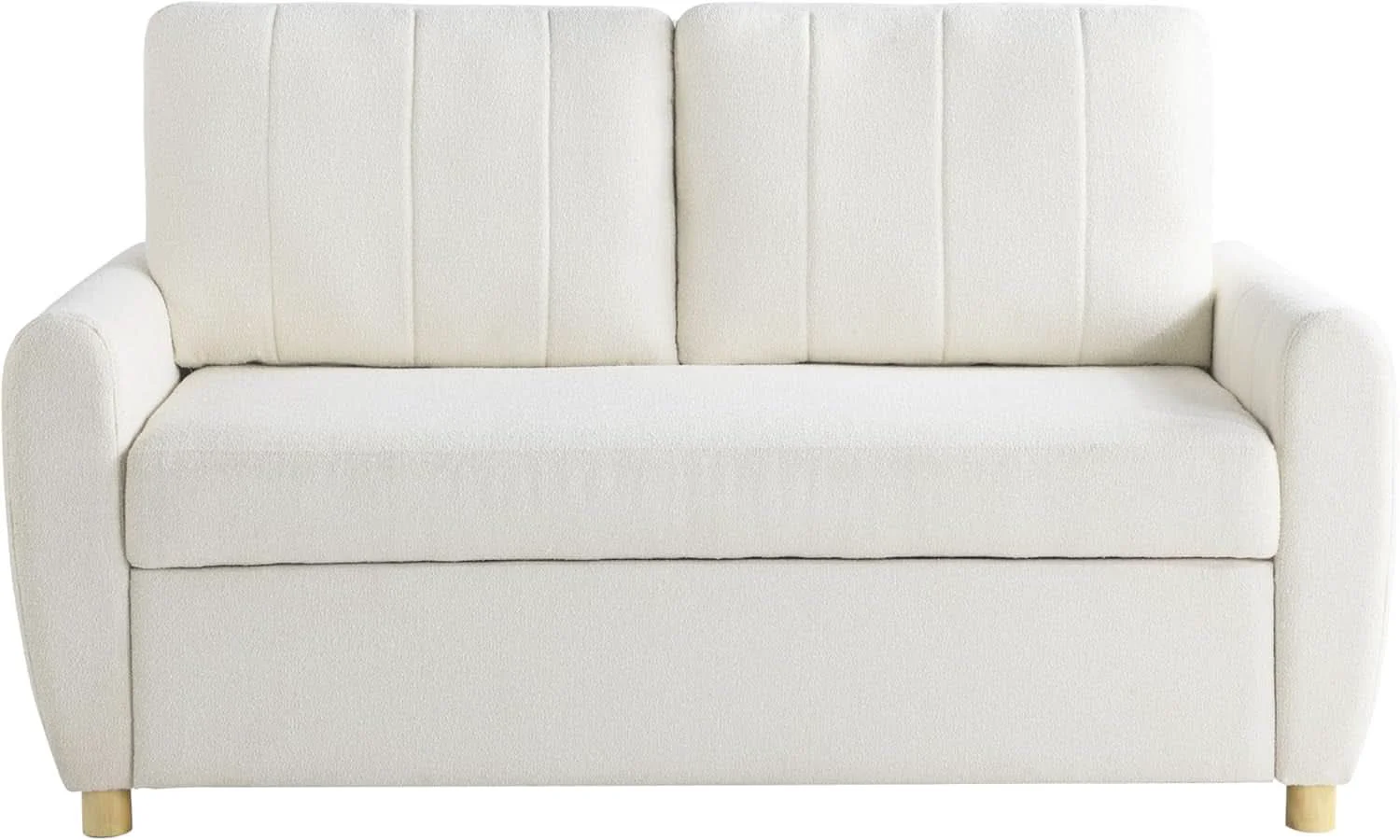 Premium Convertible Sleeper Loveseat 66 Inch Polyester Ivory Efficient