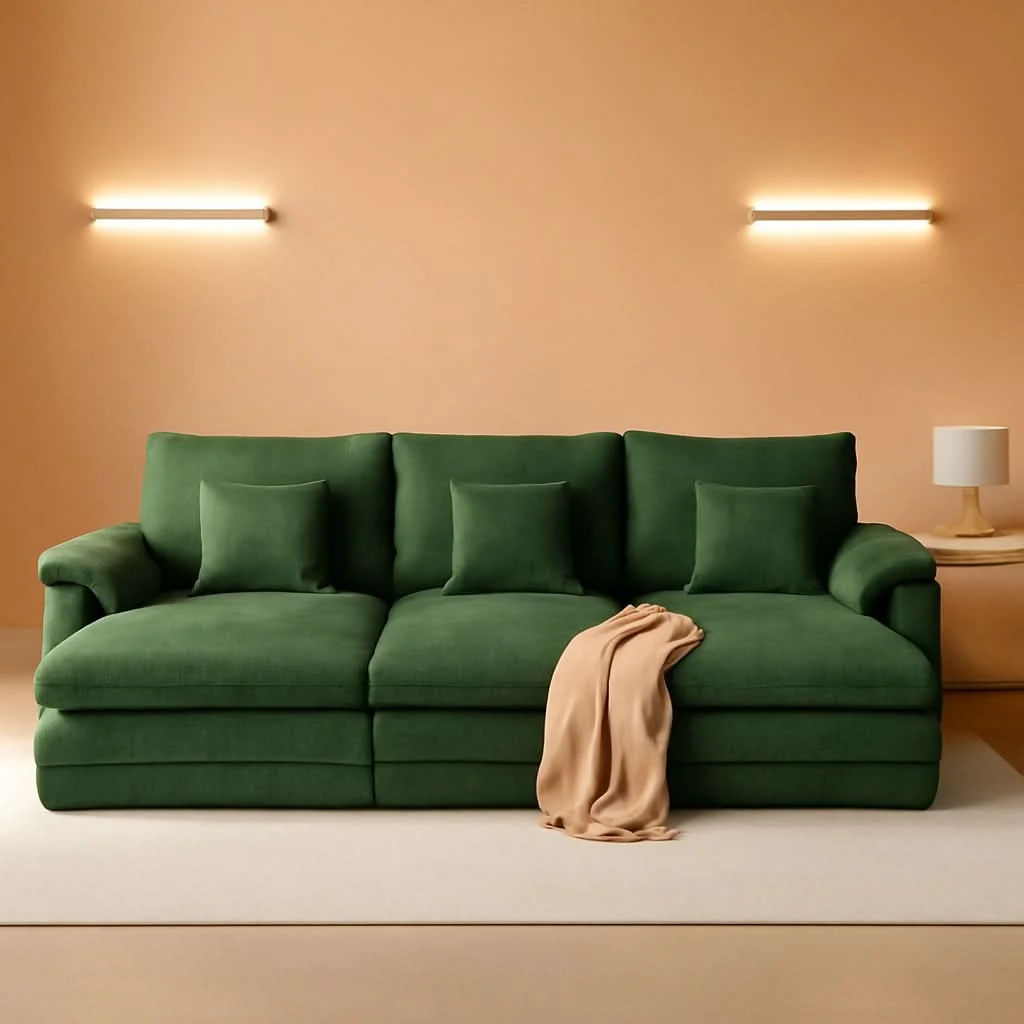 High-End Green 108 Inch DeluxePlus Cloud Sleeper Sectional Sofa Exclusive