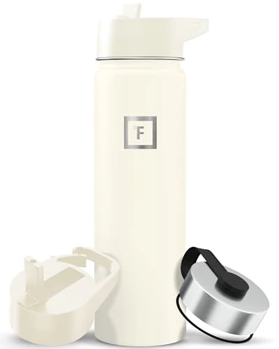 Flexible 22 oz Wide Mouth Water Bottle with 3 Lids Sophisticated