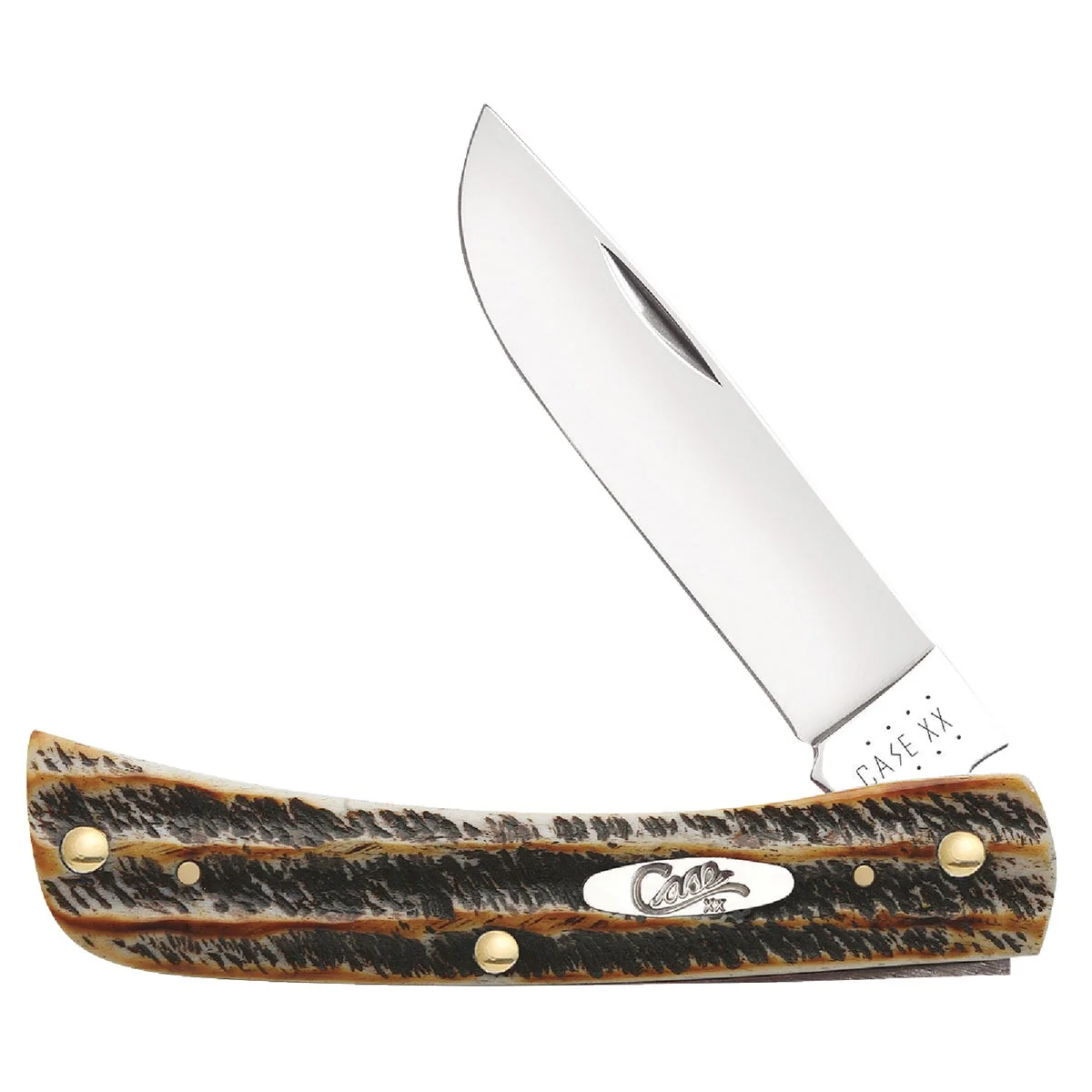 Selected Case Sod Buster Jr 2.88 In. Amber BoneStag Pocket Knife Optimized