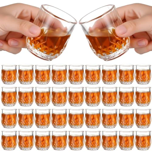 Outstanding 36 Pcs 2.7 oz Mini Shot Glasses Set Whiskey Tasting Glasses Heavy Duty Base Clear Shot Cup Cute Cordial Mini Wine Cups for Bourbon 36 Count Authentic