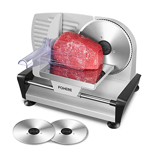 Secure 200W Meat Slicer 7.5 Serrated Smooth Blades Adjustable Thickness Safe