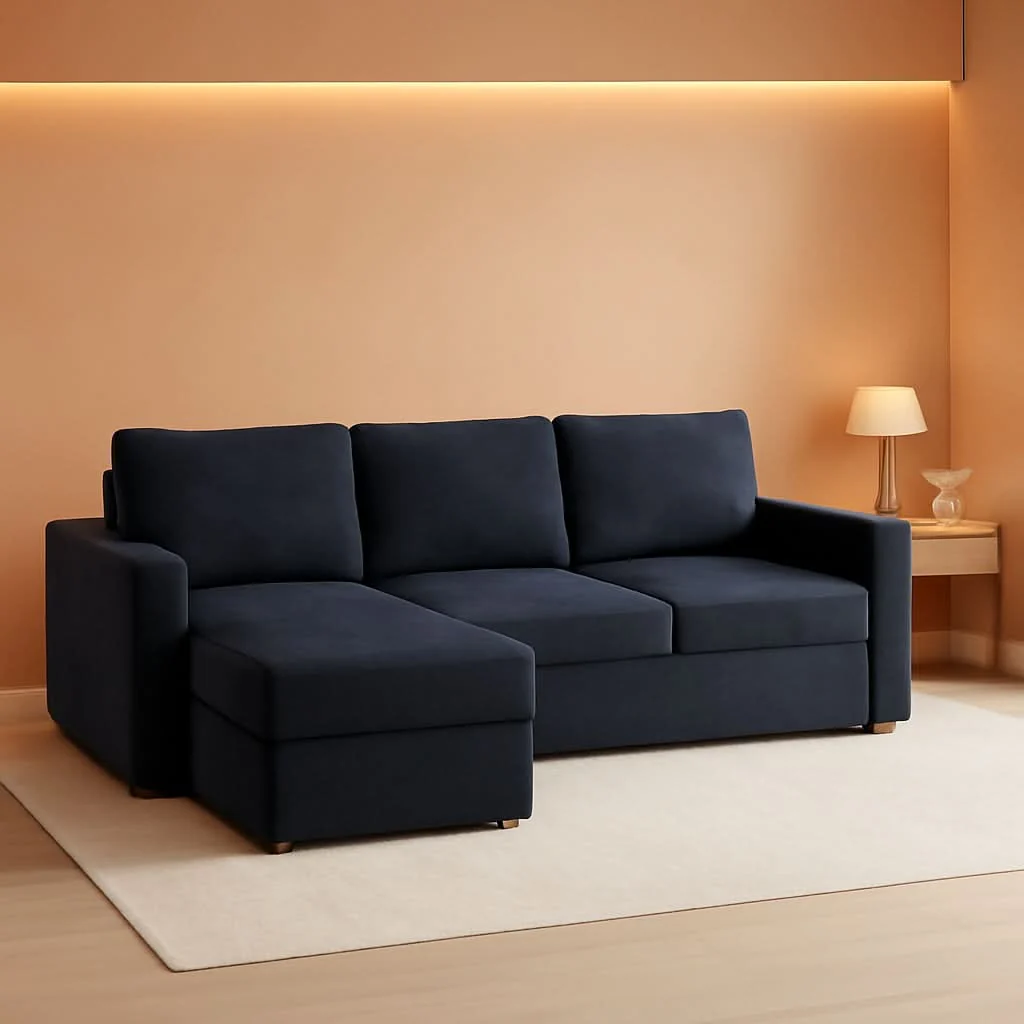 Proven 83-Inch Velvet-Black Pull-Out Sleeper Sofa With Storage Advanced