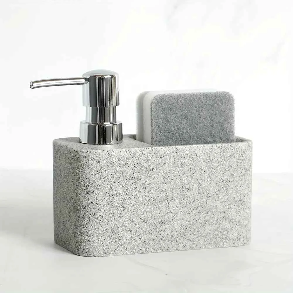 Breathable Chic Black White Marble-Inspired Soap Dispenser with Sponge Holder - for Bathroom DecorSPECIFICATIONS Elite