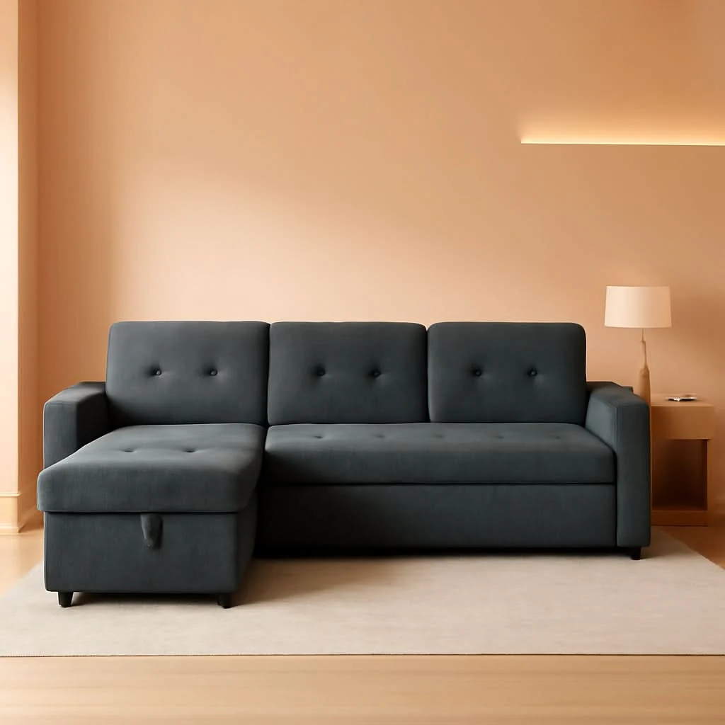Exclusive Gray Microfiber L Shape Sleeper Sofa With USB Ports Storage Exceptional