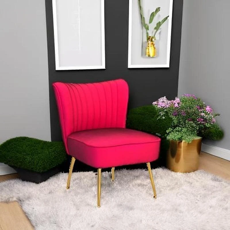 Reliable Midcentury Velvet Slipper Chair Armless 20.5In Pink Modern