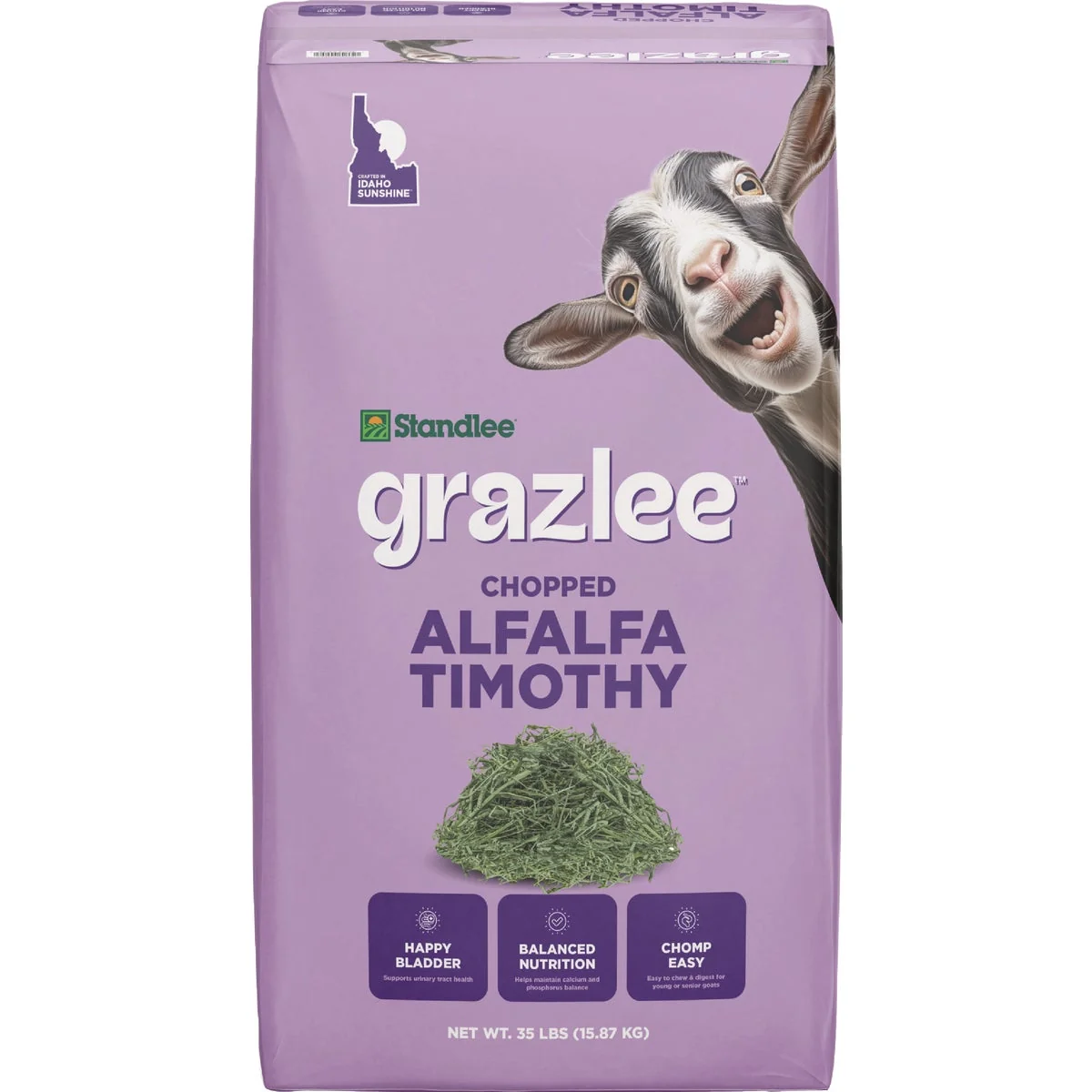Clean Standlee Grazlee 35 Lb. Alfalfa Timothy Chopped Goat Forage Blend Flexible