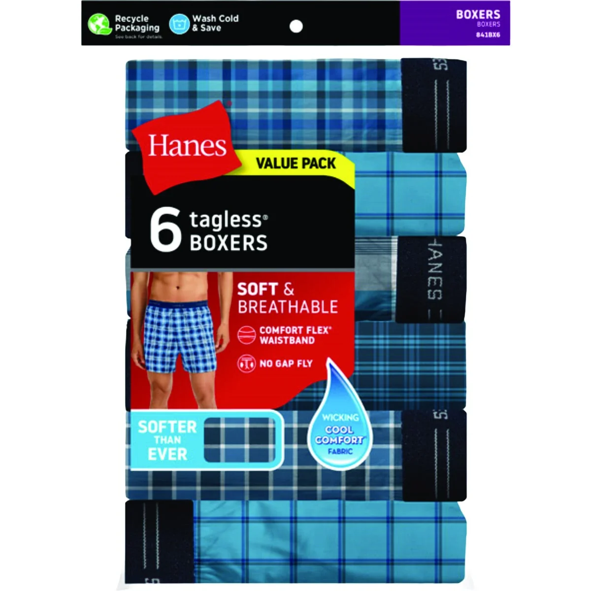 Artisan Hanes Men's 2XL Woven Multi-Color Boxer 6-Pack Crafted