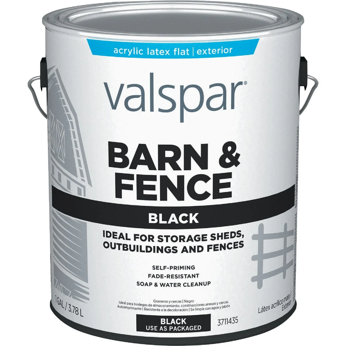 Prestigious Valspar Barn Fence Latex Flat Paint Black 1 Gal. Top-Quality