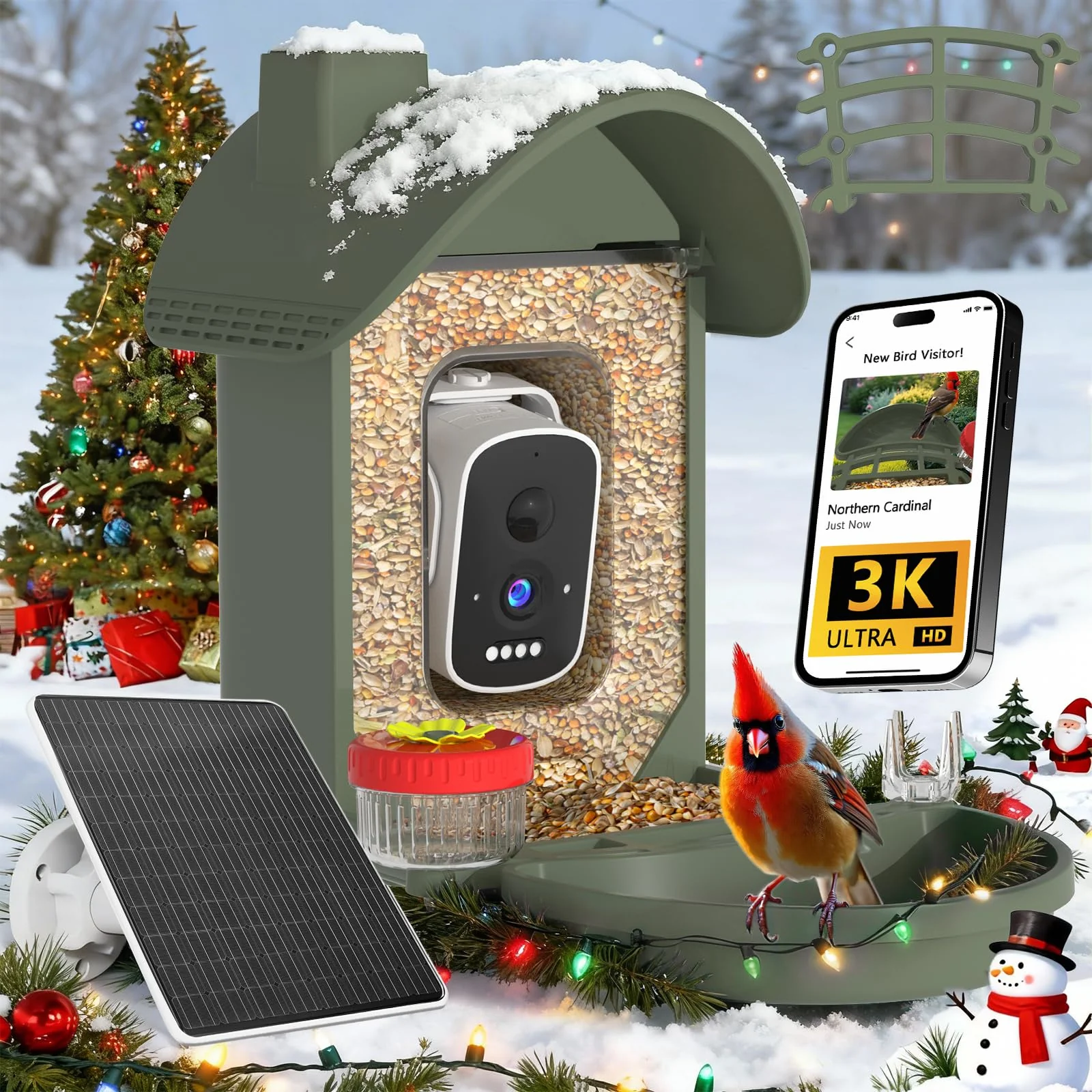 Sophisticated WAVEEME Bird Feeder with Camera AI ID 3K Live View 2.4G WiFi Soft