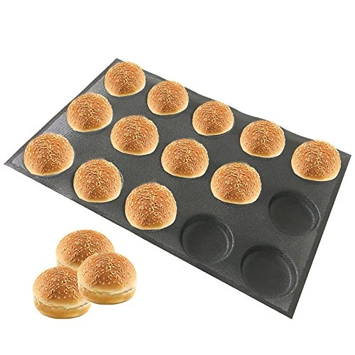 Practical Silicone Hamburger Bread Forms Round Shape Bread Tray Silicone Perforated Silicone Bakery Molds Crusty Bread Bakeware Pure