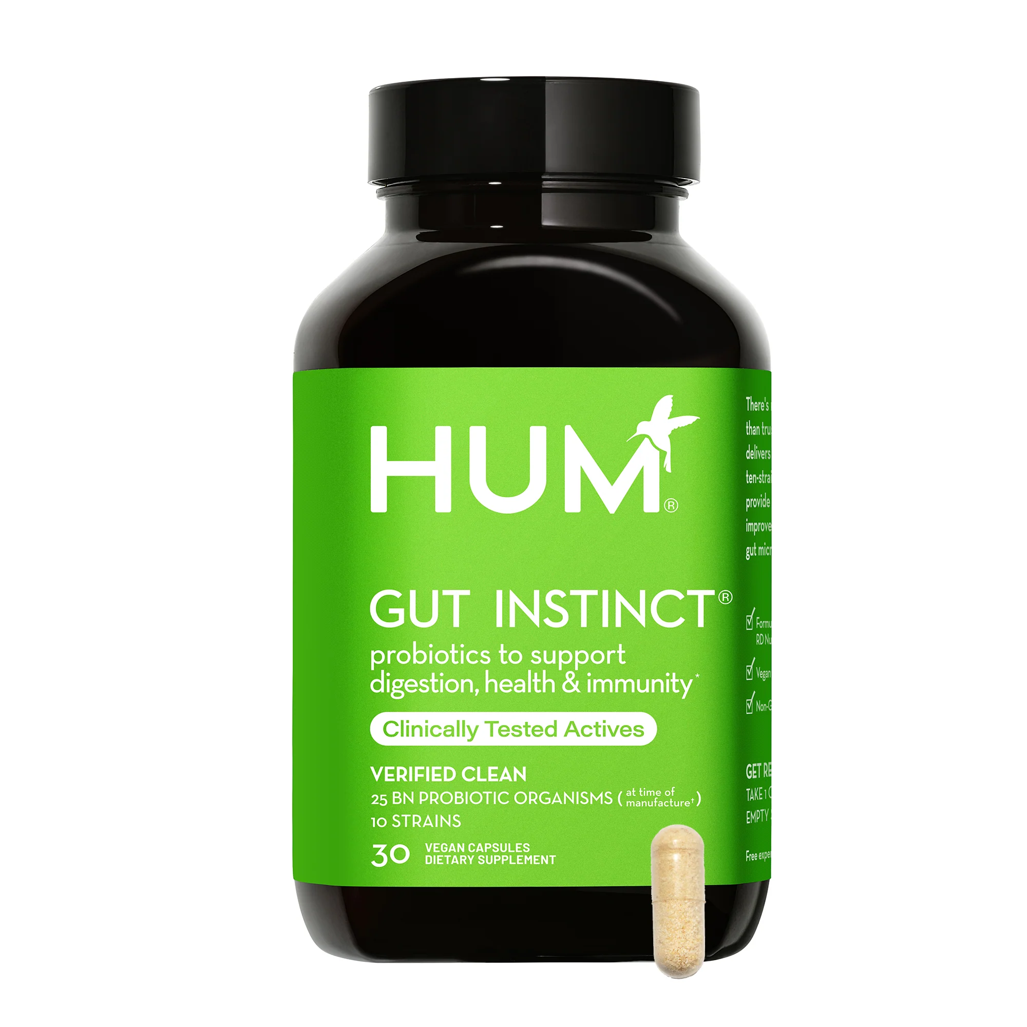 Natural HUM Nutrition Gut Instinct Probiotics - For Digestive Health Certified