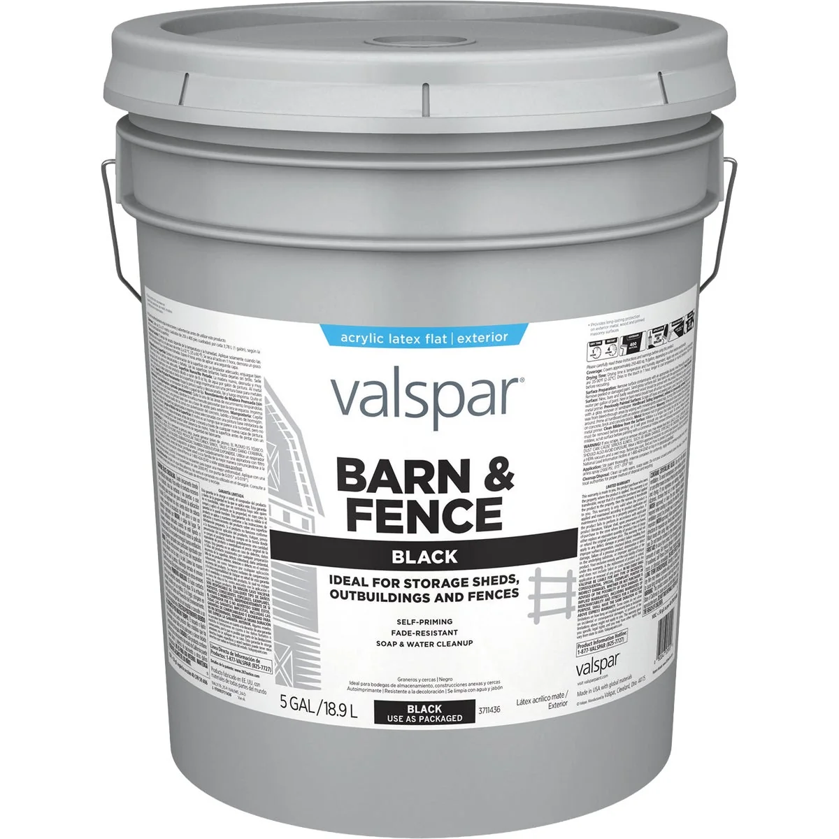 Fine Valspar Barn Fence Latex Flat Paint Black 5 Gal. Premium