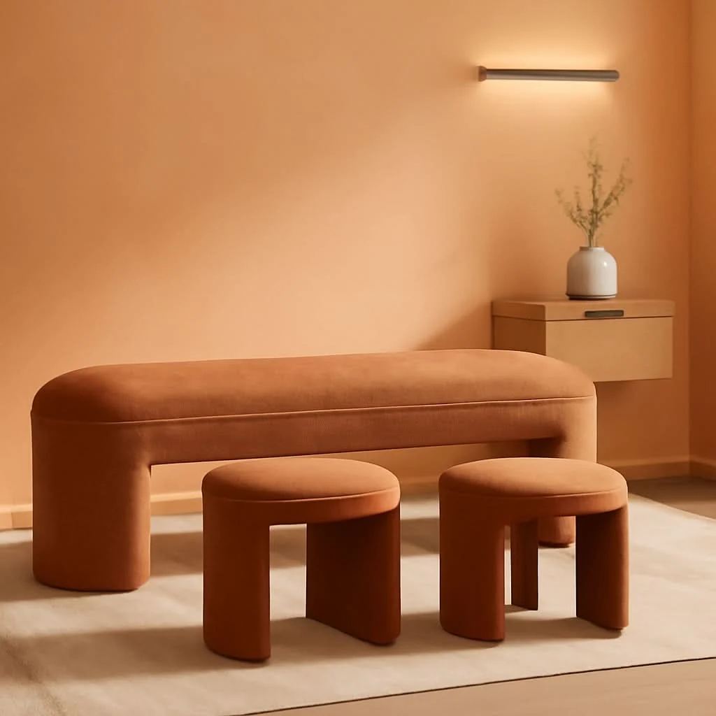 Fine Crafted Brown Upholstered 53Inches Storage Ottoman Bench Stools Outstanding