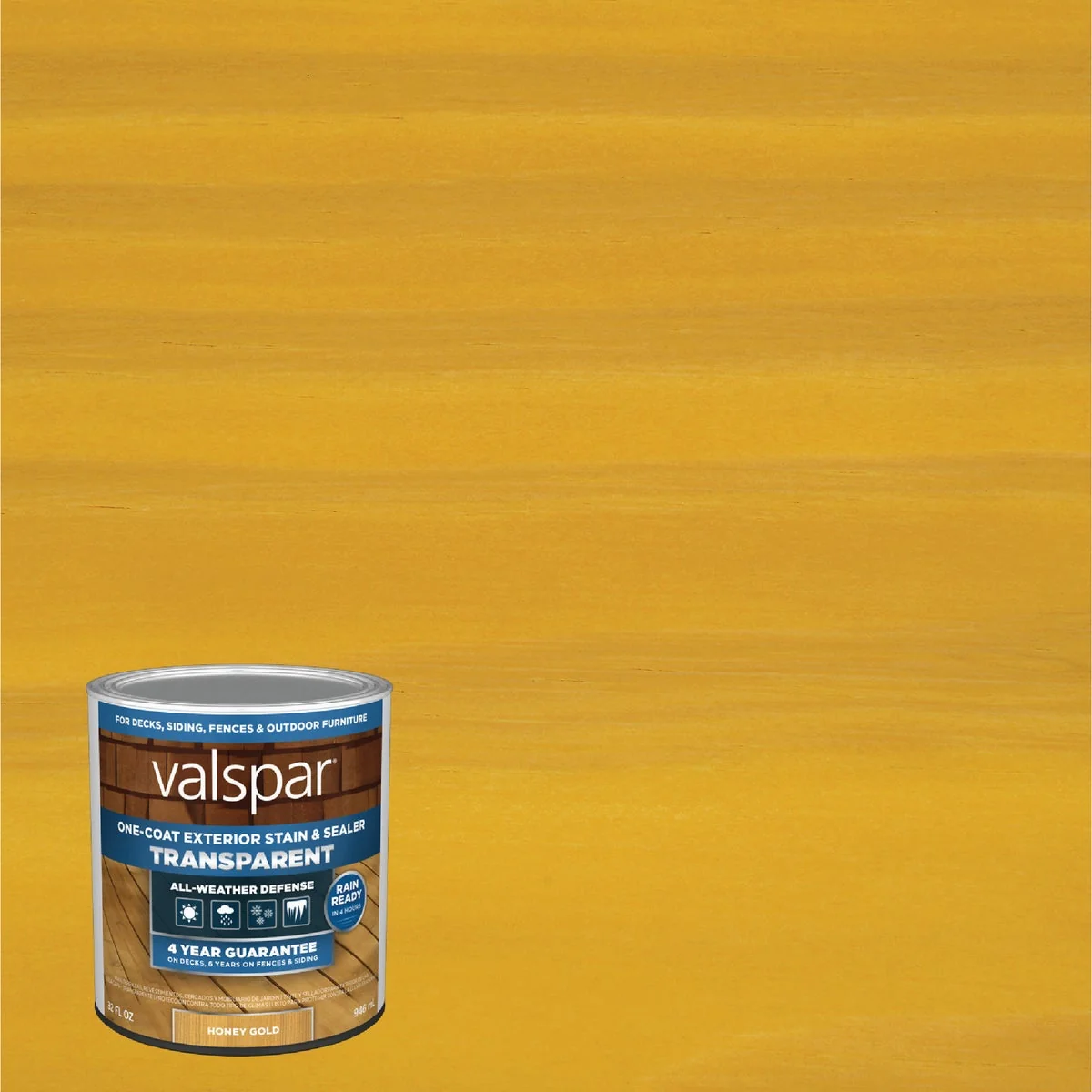 Clean Valspar Transparent Deck Stain Honey Gold 1 Qt. Elite