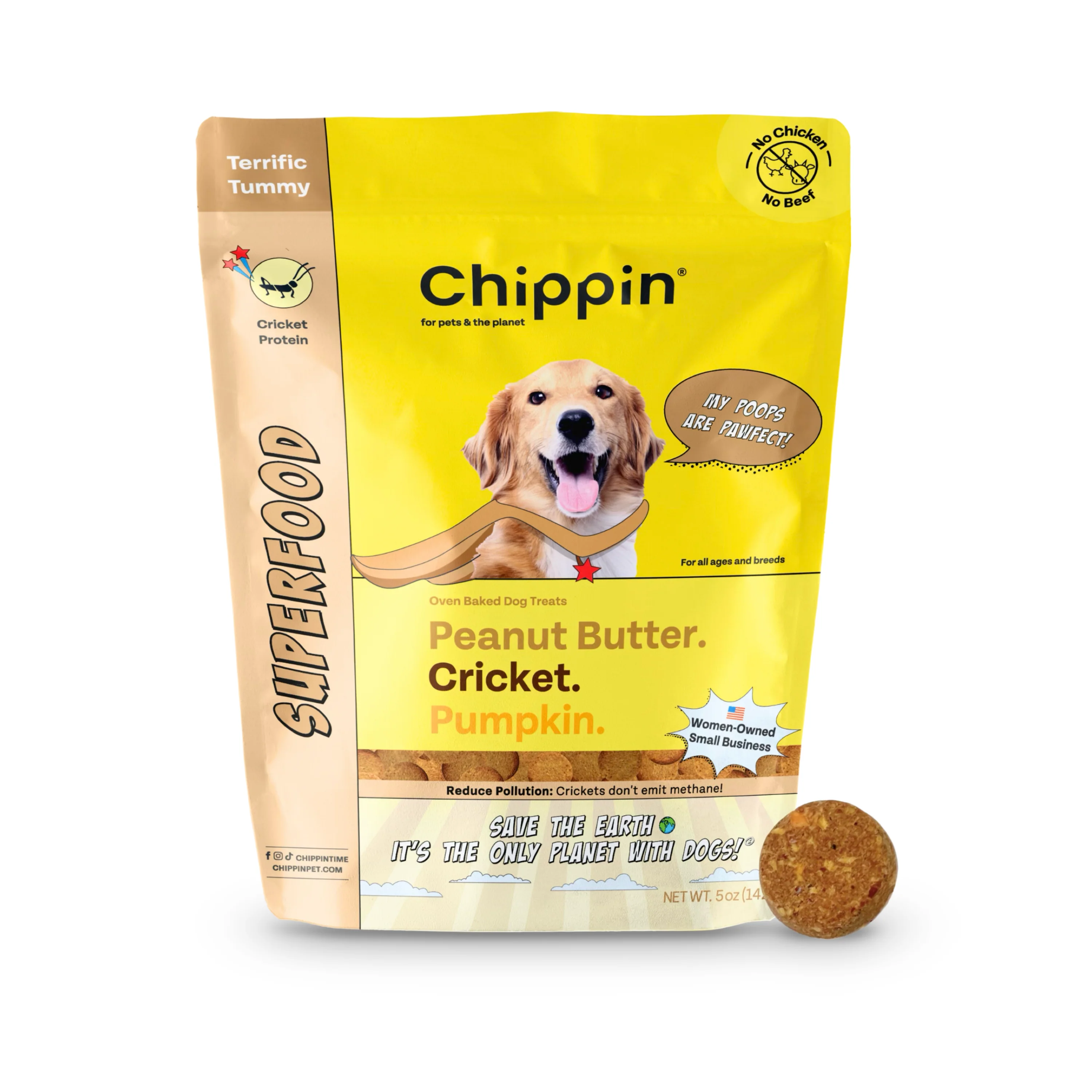 Long-Lasting Chippin Superfood Cricket Peanut Butter Dog Treats Genuine