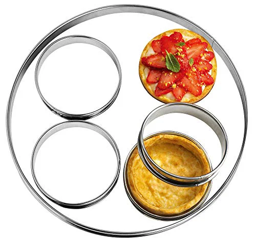 Fast NewlineNY Stainless Steel 5 Pcs double rolled edges Circular Round Tart Rings 5 Count Recyclable