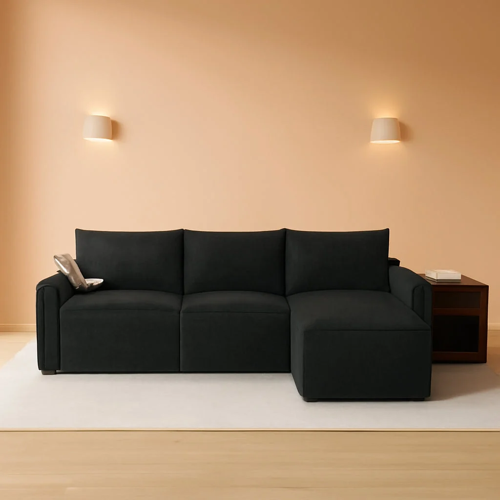 Pure 114 Inch Modular Contemporary Sectional Sofa Black Premium