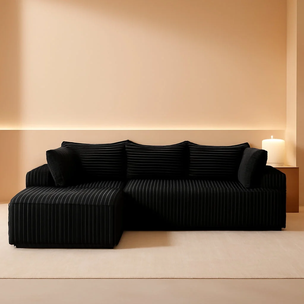 Certified Black Modular Cloud Sofa Sectional Including Chaise Breathable