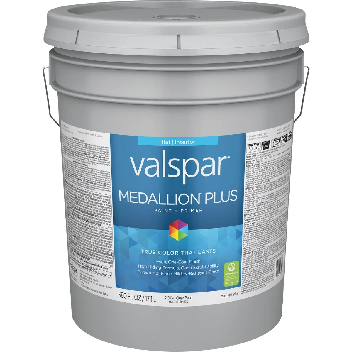 Valspar Medallion Plus Premium Paint Primer Interior Flat Paint Clear Base 5 Gal. Long-Lasting
