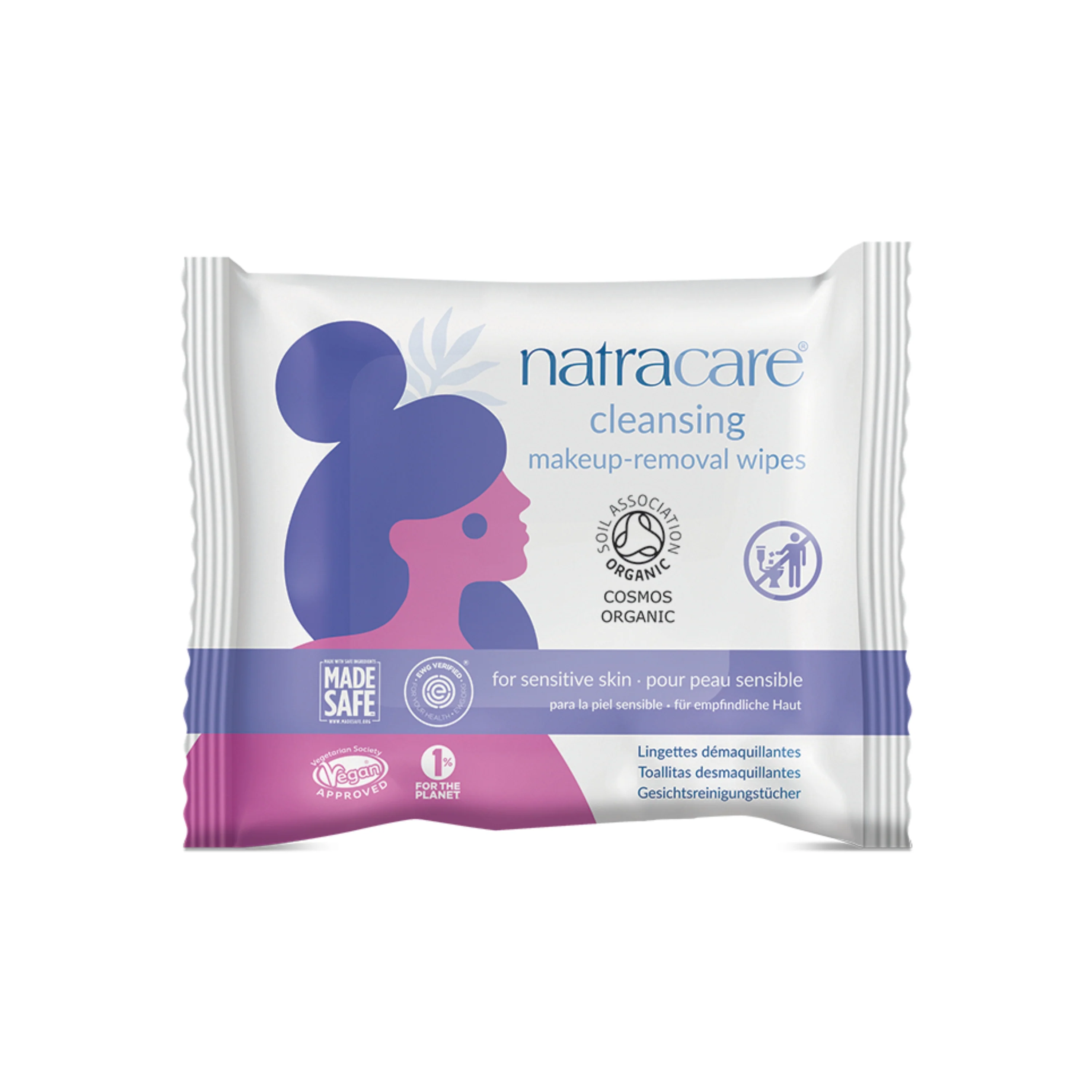 Certified Natracare Cleansing Make Up Removal Wipes Green