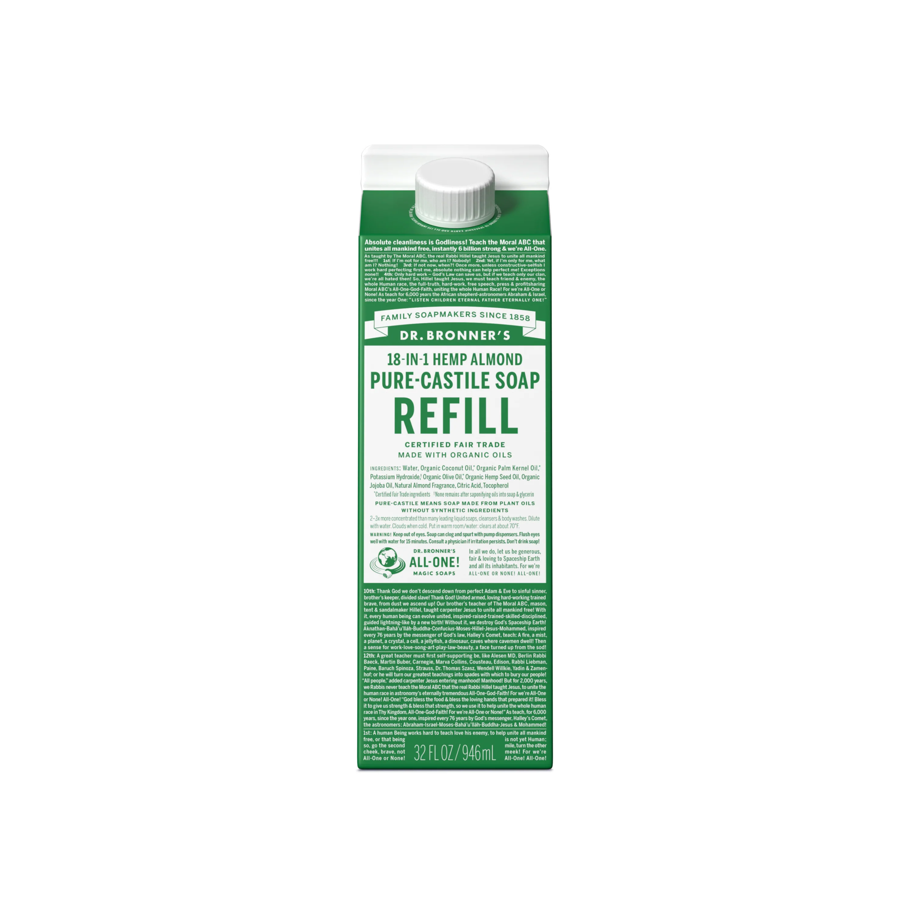 Recyclable Dr. Bronner's Pure-Castile Liquid Soap Refill Carton Exclusive