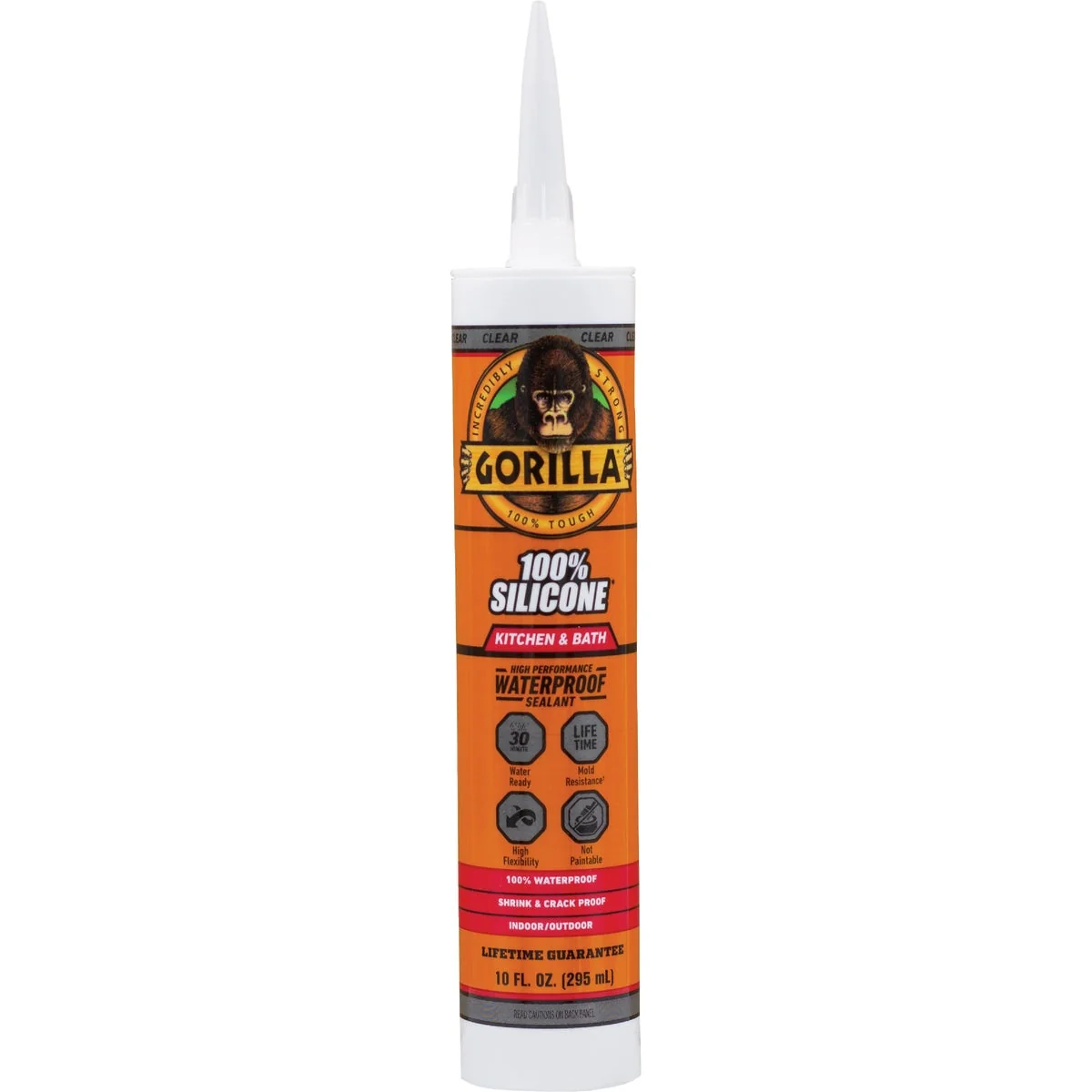 Environmentally Friendly Gorilla 10 Oz. Kitchen Bath Silicone Sealant Cartridge Clear Modern