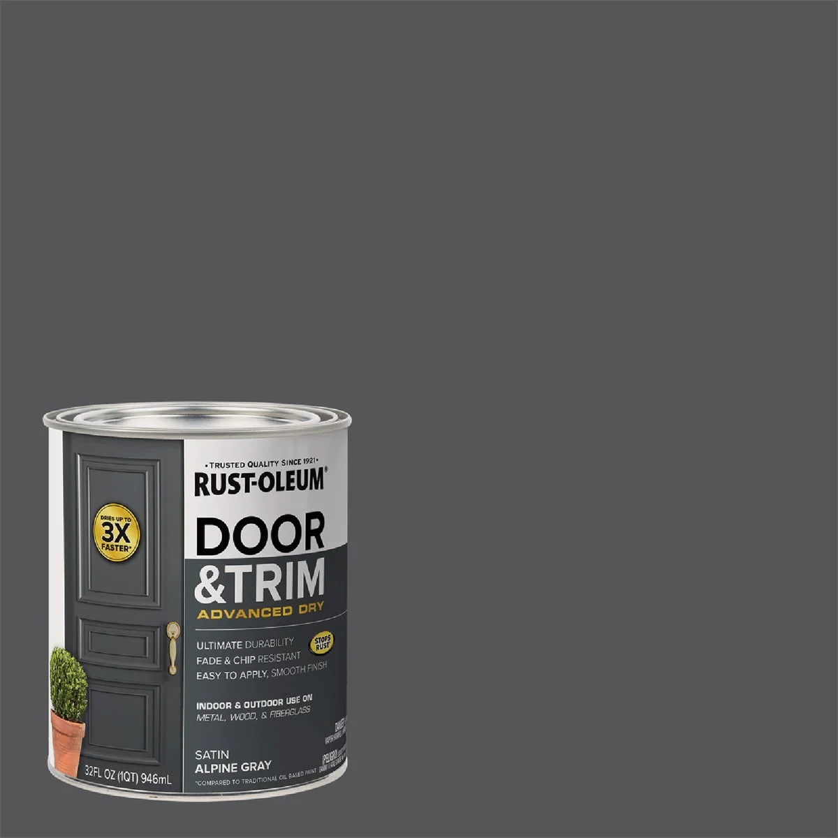 Secure Rust-Oleum Stops Rust 1 Qt. Satin Alpine Gray Door and Trim Paint Artisan