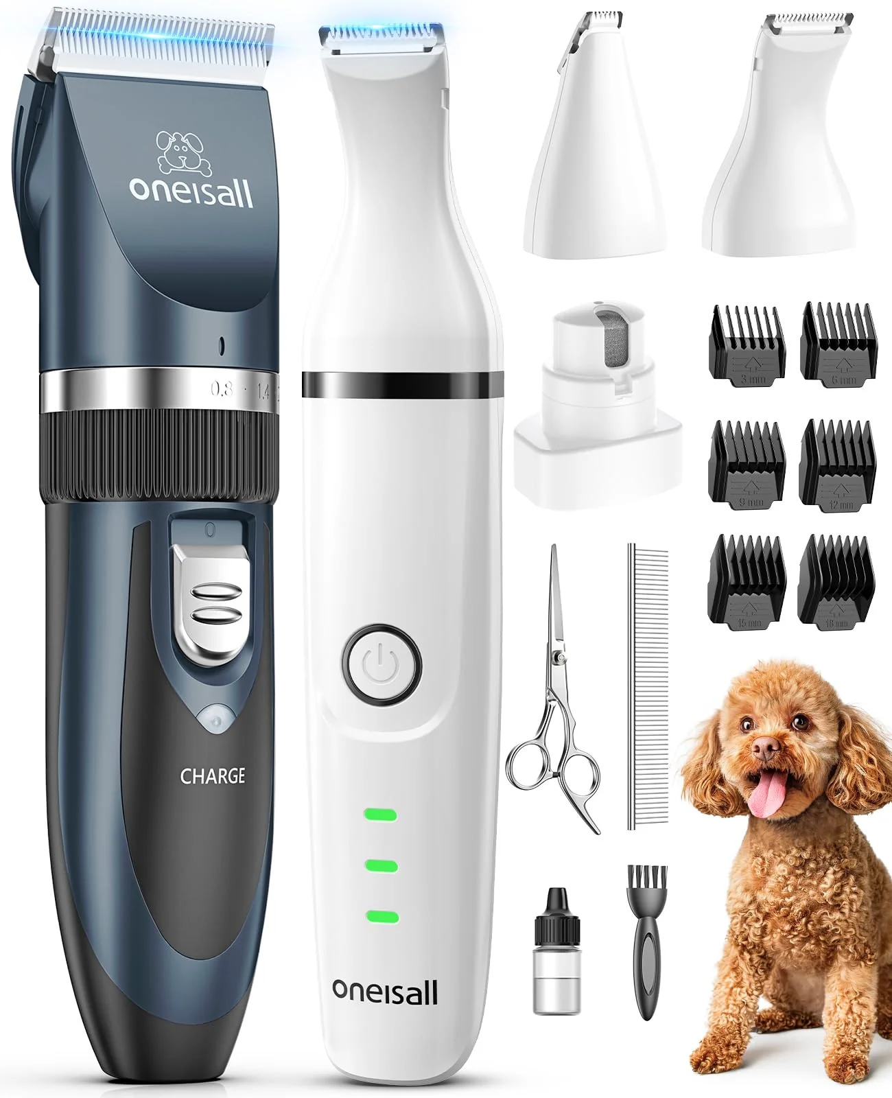 Trusted oneisall Dog Clippers and Paw Trimmer Kit 2-in-1 – Low Noise Cordless Grooming for Dogs Cats Sophisticated