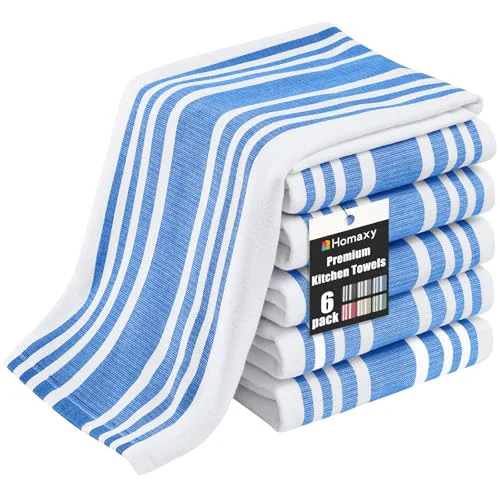 Solid Premium Cotton Stripe Kitchen Towels 6 Pack 6 Count World-Class