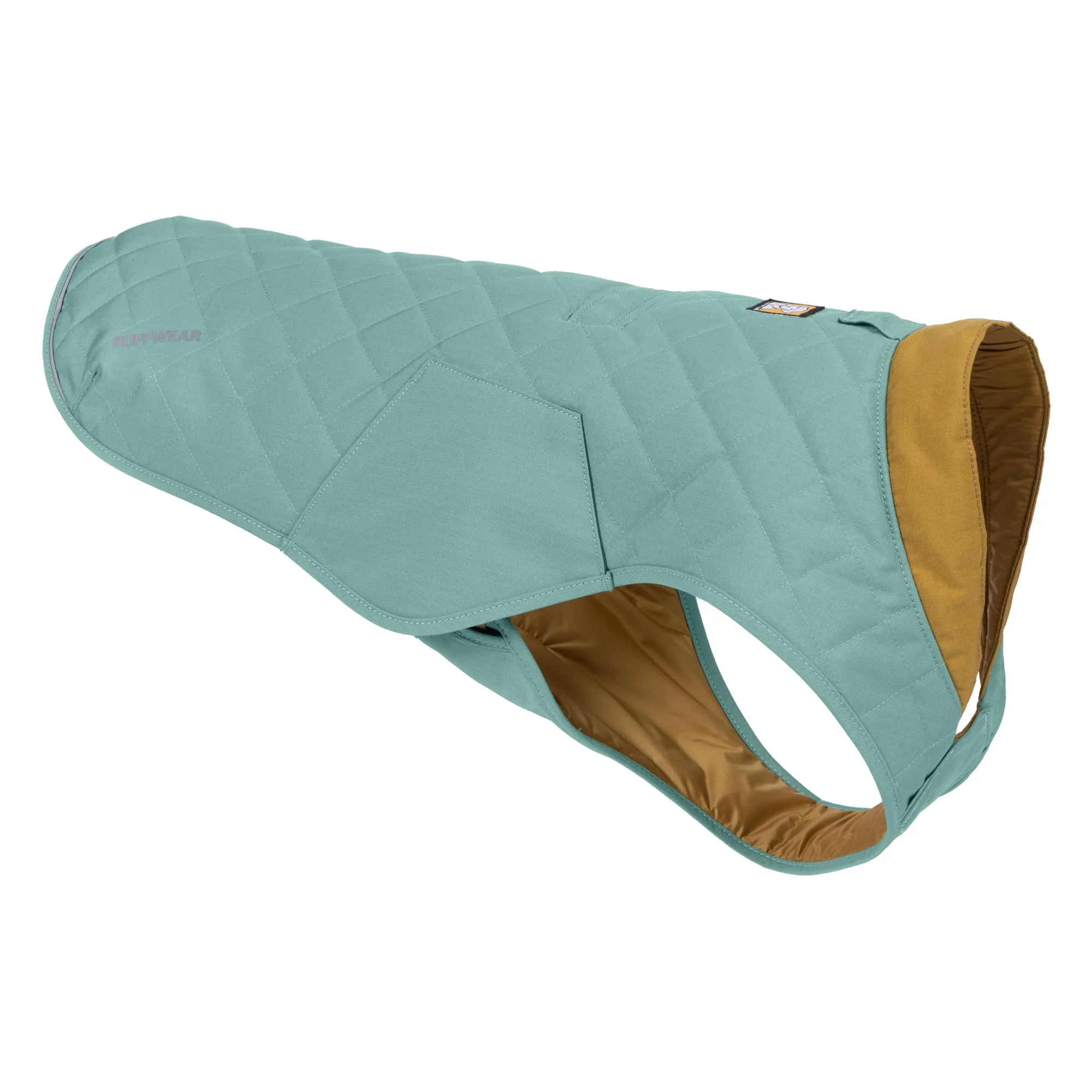 Artisan Ruffwear Stumptown Quilted Dog Jacket – Insulated Water-Resistant Winter Coat with Leash Portal River Rock Green Large Authentic