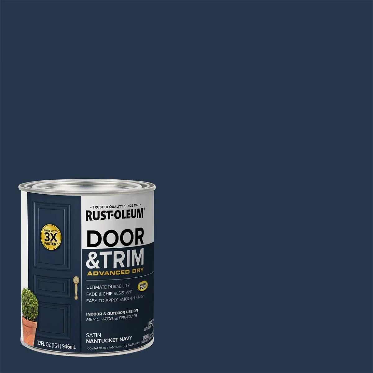 Original Rust-Oleum Stops Rust 1 Qt. Satin Nantucket Navy Door and Trim Paint Long-Lasting