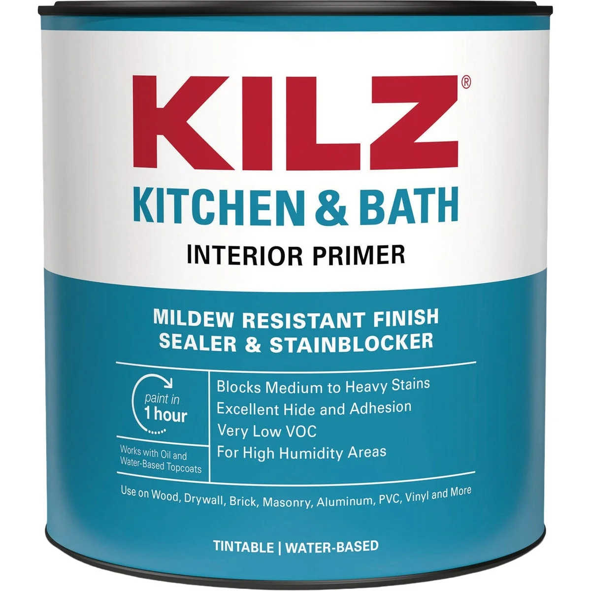 Trendy KILZ Kitchen Bath Mildew-Resistant Water-Based Interior Primer 1 Qt. Eco-Friendly