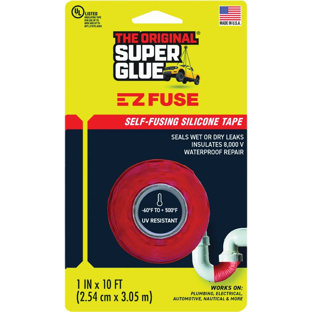 Dependable Super Glue 1 In. x 10 Ft. E-Z Fuse Silicone Tape Red Specialty