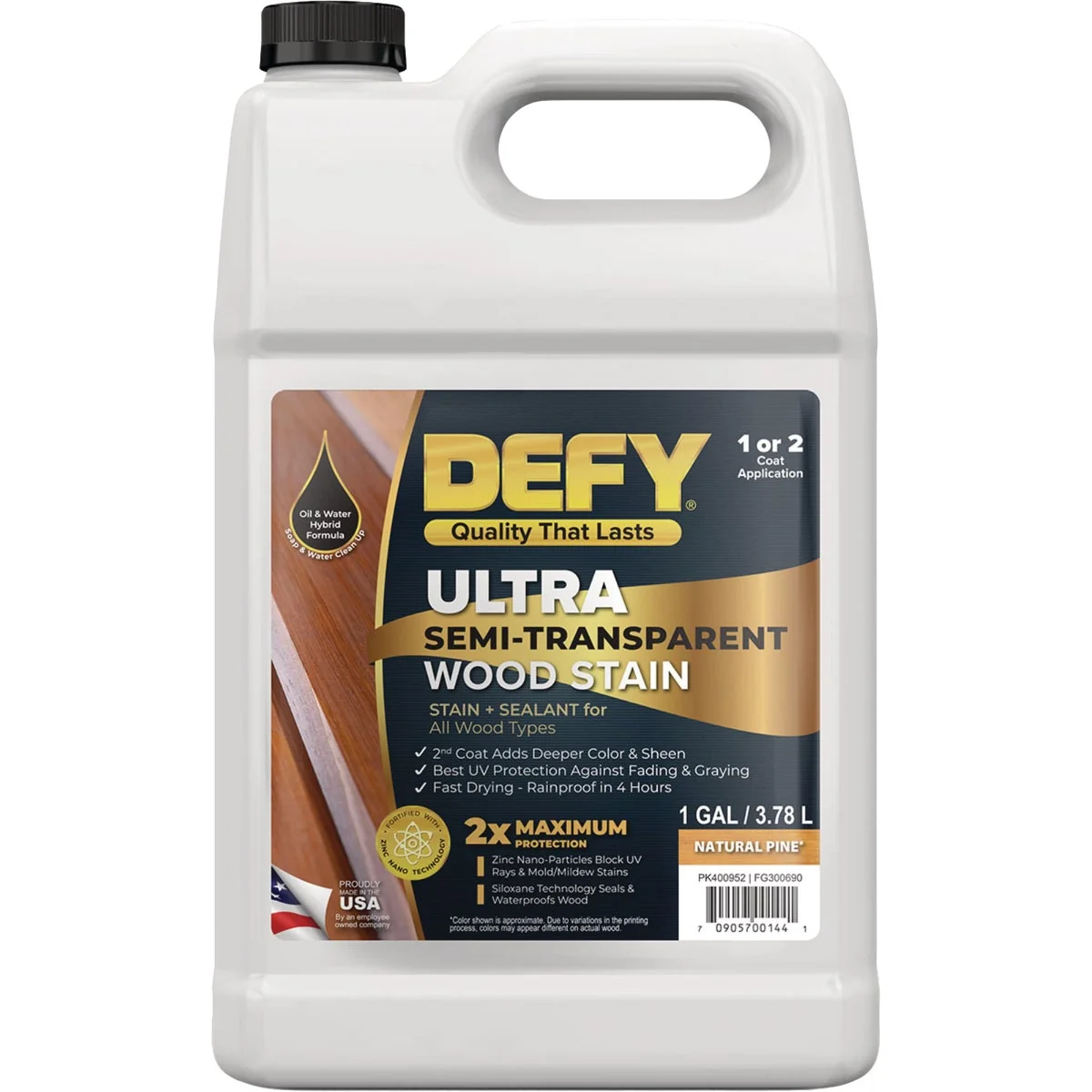 Secure Defy Ultra-Semi-Transparent Wood Stain Natural Pine 1 Gal. Consistent