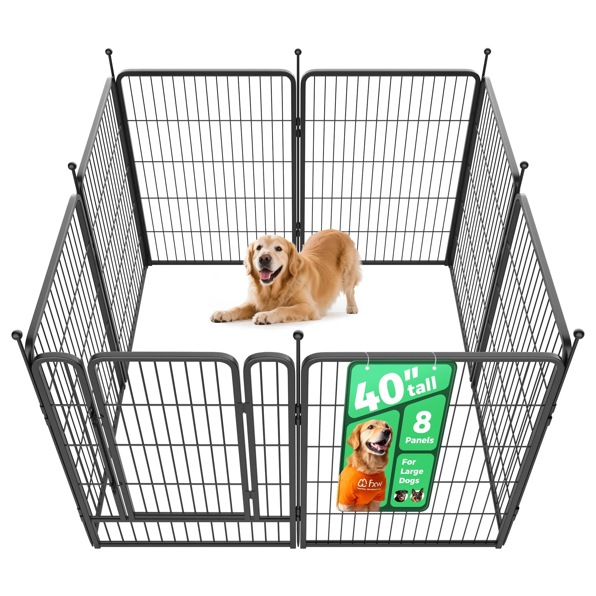 Powerful FXW Rollick Unleashed Dog Playpen - 40 Inch 8 Panels Indoor Outdoor Patented Prestigious