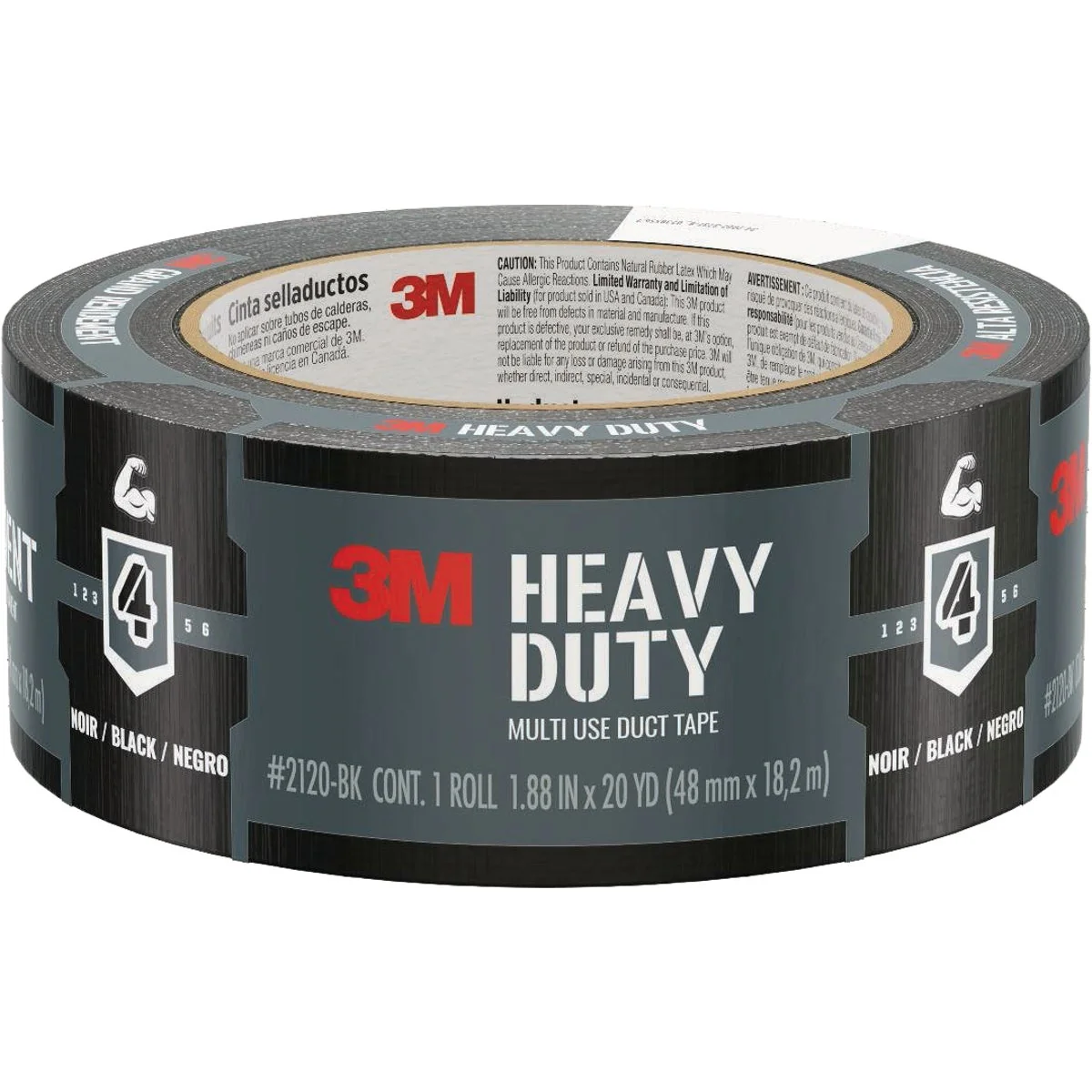 Premium 3M 1.88 In. x 20 Yd. Black Heavy Duty Duct Tape Reusable