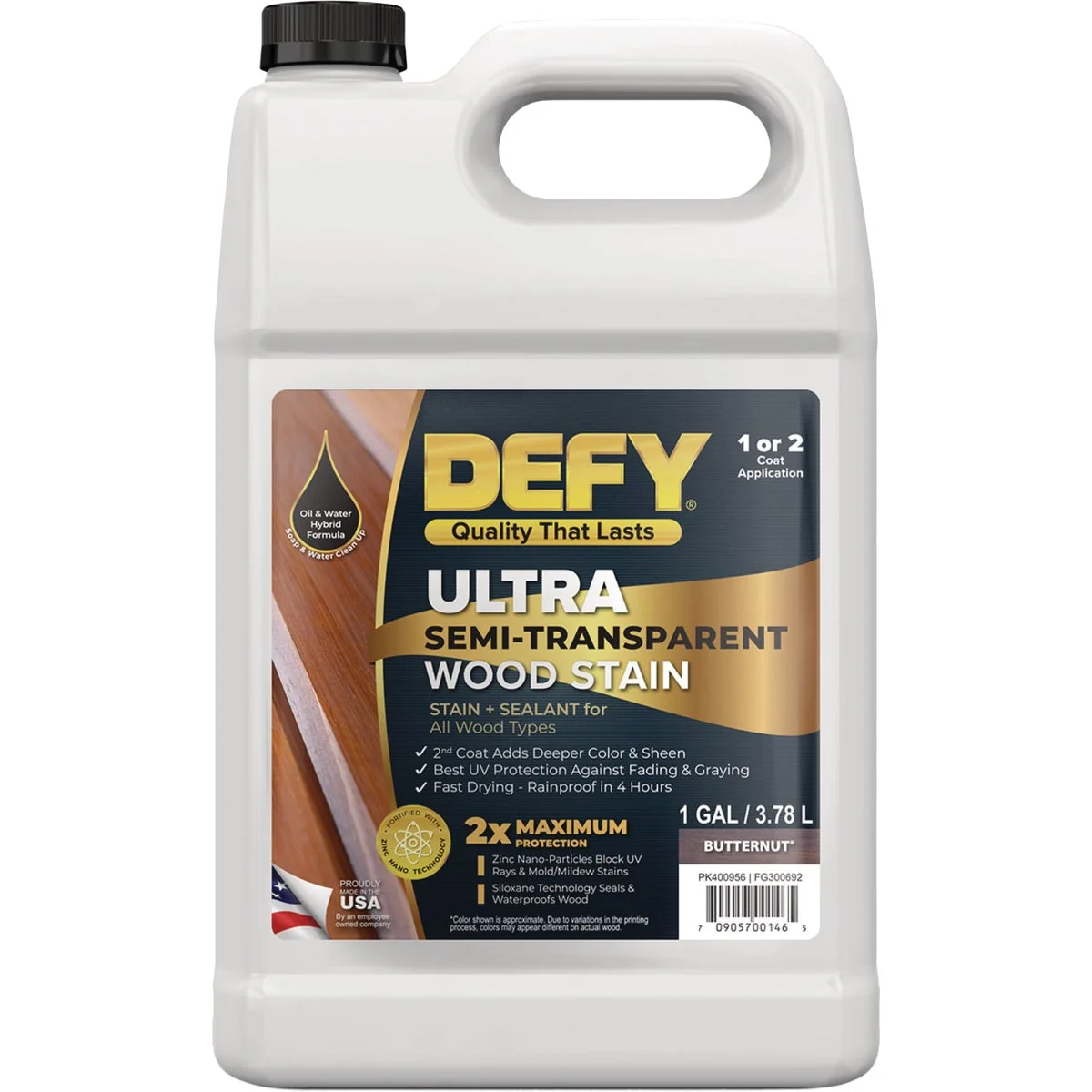 Green Defy Ultra-Semi-Transparent Wood Stain Butternut 1 Gal. Refined