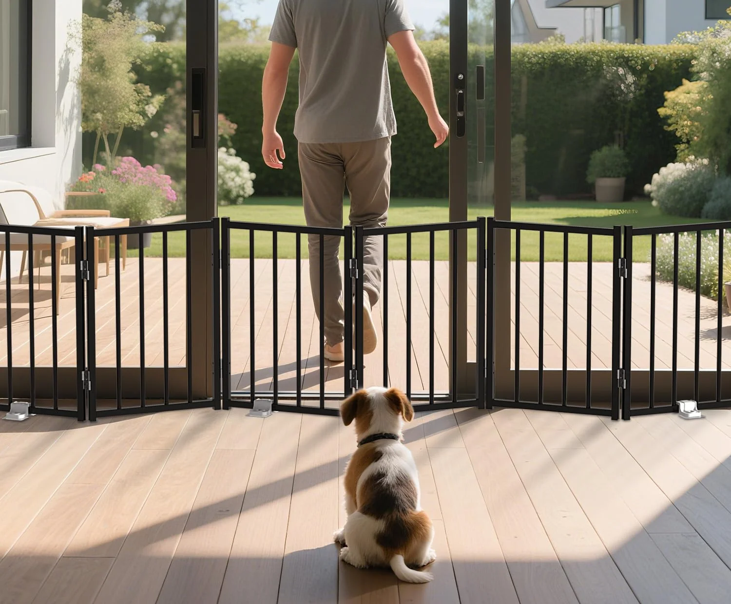 Healthy BFNN Metal Short Dog Gate - 16.5-inch High standing No-Drill 72-inch Wide Practical