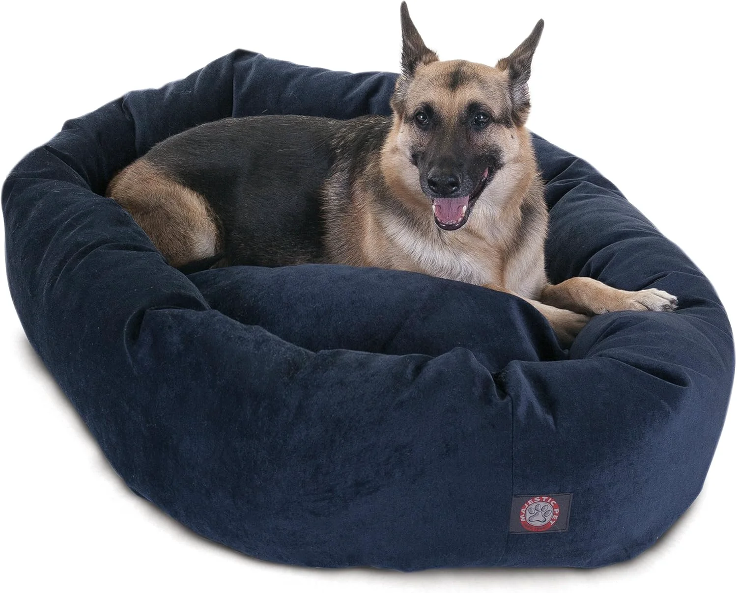 Exclusive Majestic Pet Villa 52 Inch Shredded Memory Foam Dog Bed for X-Large Sized Dogs 52x35x11 Inch–Orthopedic Dog Bed with Removable Washable Cover-Washable X-Large Pet Bed with Head Support-Navy Elegant