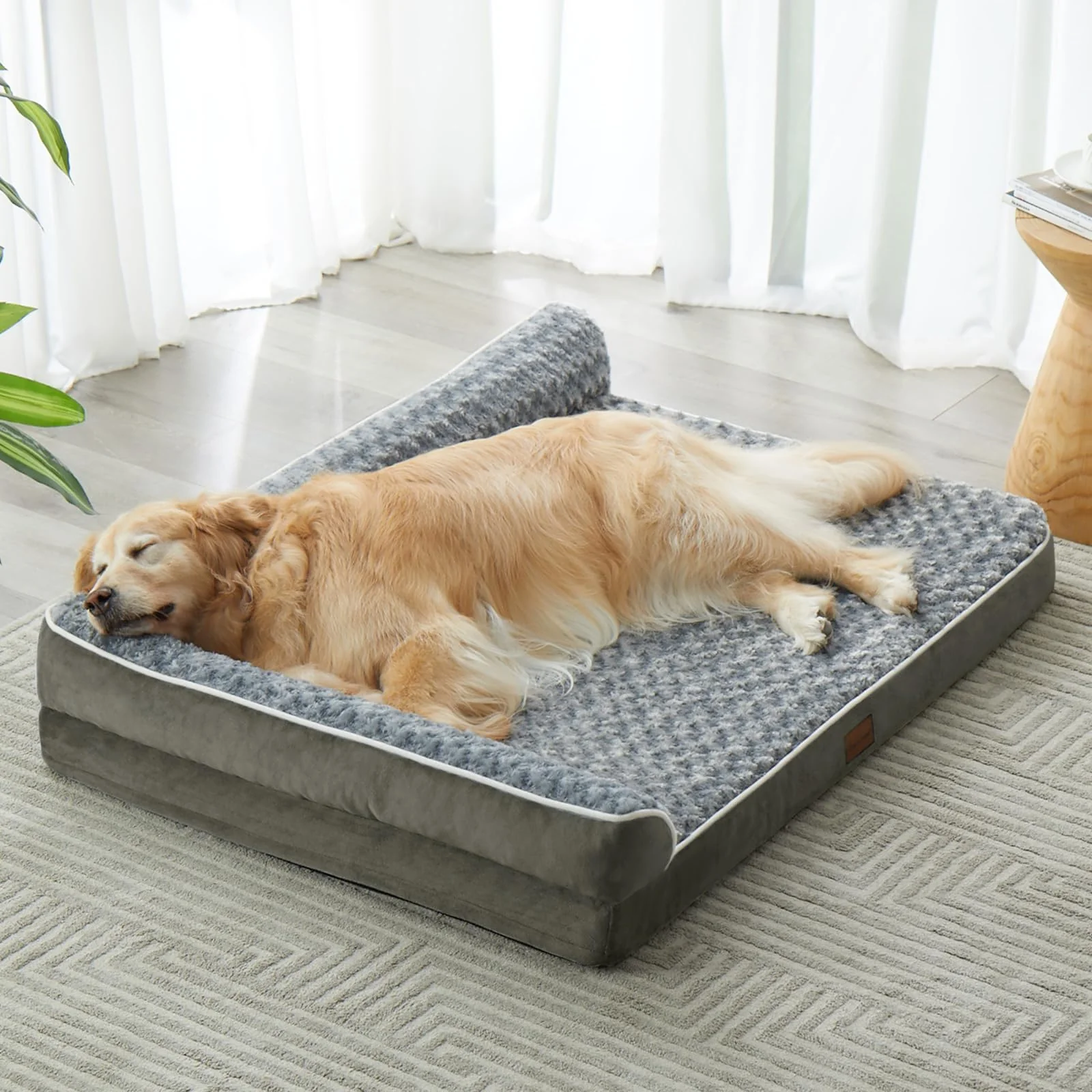 Natural BFPETHOME Orthopedic Dog Bed for Large Dogs Waterproof Removable Cover Non-Slip Bottom Minimalist