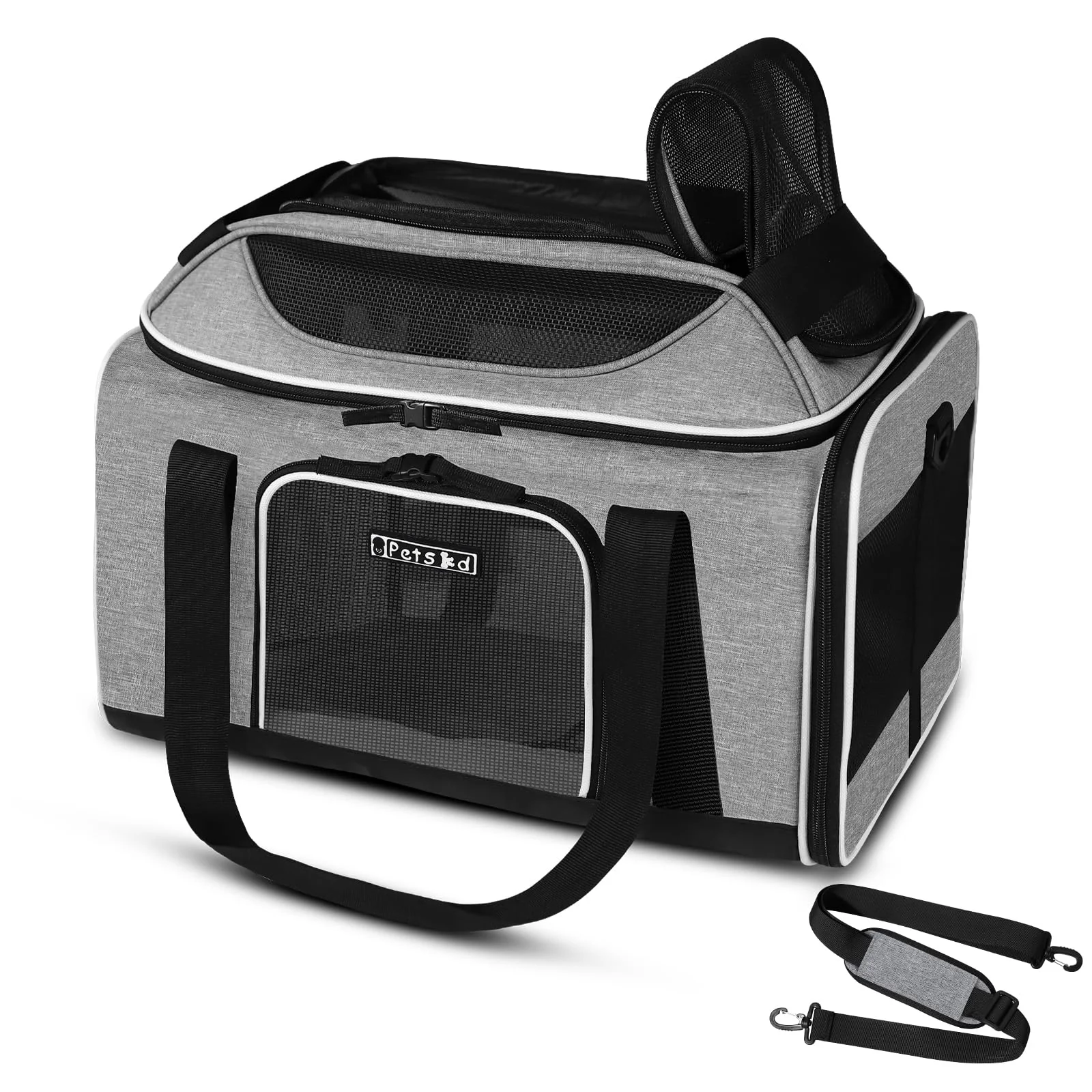 Top-Quality Petskd Top-Expandable Pet Carrier — 18x11x11 Airline Delta United American Soft-Sided High-Quality